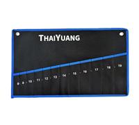 THAIYUANG 12-Pockets Metric 8-19mm Wrench Roll Up Pouch Standard Pockets Wrench Tool Bag Organizer (not including wrench)