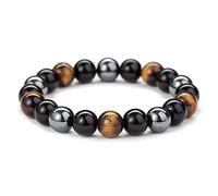 Thajaling 10MM Obsidian Bracelet Tiger eye Mala Tibetan Buddhist Buddha Meditation bangle