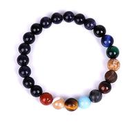 Thajaling 8mm Solar System Bracelet Universe Galaxy Planet Stone Beaded Healing Stretch Bracelets