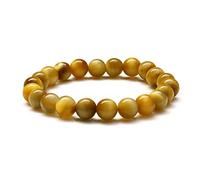 Thajaling 8mm Yellow Tiger Eye Stone Bracelet, Natural Crystal Chakra Bangles, Handmade Gemstone Bracelet, Crystal Round Beads Stretch Bangles, Vintage Jewelry Bracelets for Women Men