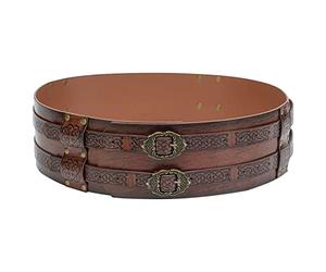 Thajaling Medieval Leather Belt, Viking Wide Belt, LARP Halloween Costume Wide Belt, Retro Celtic Knot Embossed PU Leather Belt, Renaissance Knight Belt for Halloween Cosplay Accessory