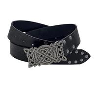 Thajaling Medieval Leather Celtic Knot Viking Embossed Knight Belt, Vintage LARP Belt for Cosplay Costume Accessory (Black)