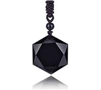 Thajaling Mens Womens Black Obsidian Pendant Stones Amulet Star David Hexagram Healing Necklace