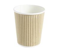 Thali Outlet - 100 x Brown Kraft Ripple 3 Ply Disposable Insulated Paper Cups for Tea Coffee Cappuccino Hot Drink. (Brown, 8oz)