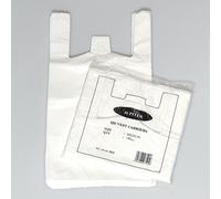 Thali Outlet - 100 x Medium White Vest Plastic Carrier Bags 10"x15"x18" - Jupiter