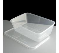 Thali Outlet - 100 x Rectangular 650ml Microwave Clear Re-usable Food Containers Freezing Takeaway Hot Cold Foods