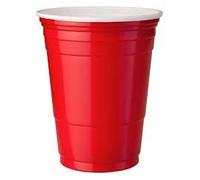 Thali Outlet - 100 x Red American Party Cups 16oz / 455ml - Red American Party Cups 16oz / 455ml - Disposable Plastic Ruby Red Apple American Beer Bong Cold Drinks Cups