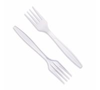 Thali Outlet - 100 x White Compostable Forks Reusable Cutlery