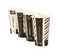 Thali Outlet - 1000 x 16oz Ingeo Mixed Design Bamboo Cups Single Wall Compostable Biodegradable PLA Coated Tea Coffee Espresso Hot Drinks Cups