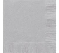 Thali Outlet - 240pk Silver Paper Napkins 3 Ply 33cm 4 Fold Tissue Serviettes Sealed Box.