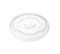 Thali Outlet® - 50 x 12oz Clear Flat Lids For Plastic Smoothie Milkshake Cups - 98mm