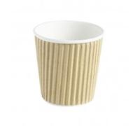Thali Outlet - 50 x Kraft 4oz Ripple 3 Ply Insulated Paper Cups for Tea Coffee Espresso Hot Drinks
