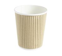 Thali Outlet® - 50 x Kraft 8oz Ripple 3 Ply Insulated Paper Cups for Tea Coffee Cappuccino Hot Drinks