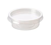 Thali Outlet - 50 x Round Re-Usable 2oz Clear Plastic Deli Sauce Chutney Food Containers Takeaway - 70mm(D) x 25mm(H)