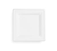 Thali Outlet 50 x Square 10" Strong White Paper Plates - Bagasse Compostable Dinner Starter Side - 26cm
