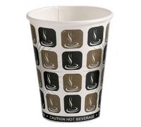 Thali Outlet® - 500 x 12oz Mocha Cafe Printed Paper Single Wall Disposable Tea Coffee Cappuccino Hot Drinks Cup