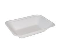 Thali Outlet - 500 x White Bagasse Paper C1 Chip Tray 6x5 - Compostable Sugarcane