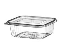 Thali Outlet - Clear Plastic Salad Containers with Hinged Lids - Stackable Leakproof Rectangle Boxes (50, 1500cc)