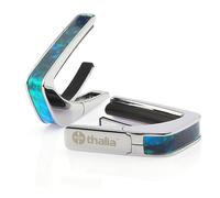 THALIA CHROME FINISH CAPO WITH TEAL ANGEL WING INLAY