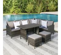 Thalia Corner Sofa Set(Grey/grey) Polywood Table Top
