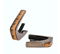 Thalia Guitar Capo - Deluxe Series (New Model with (2) Universal OctaveTouch Fret Pads) Black Chrome - Flamed Maple Waves