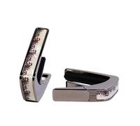 Thalia Guitar Capo - Deluxe Series (New Model with (2) Universal OctaveTouch Fret Pads) Black Chrome - White Pearl Waves