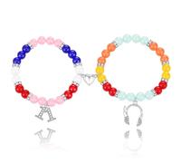 Thalireth Bff Beaded Matching Bracelets 80s Retro Adventure Vibe Psychic Power Skateboard Friendship Natural Stone Bracelets For Best Friend Christmas Gifts, Standard size, Stone, no gemstone