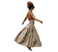 Thaluta Maxi Skirt Long Pockets Boho Cotton Hippie Bohemian Elastic Waist Gypsy Skirt - Beige - One Size