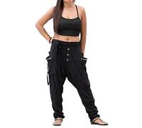 Thaluta Women's Harem Loose Yoga Travel Lounge Pants with Pockets Casual Boho, Black, One size