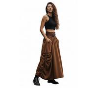 Thaluta Women's Maxi Boho Skirt with Pockets Bohemian Organic Cotton Hippie Gypsy, Burnt Orange, One Size