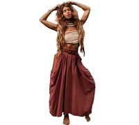 Thaluta Women's Maxi Boho Skirt with Pockets Bohemian Organic Cotton Hippie Gypsy, Rust, One Size
