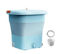 THAMBA 11L Mini Portable Folding Washing Machine, a Must-Have for Camping, Can Wash Underwear, Socks and Other Small Clothes (Color : Blue+blue light)