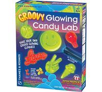 Thames & Kosmos Groovy Glowing Candy Lab STEM Kit | Make Glow-in-the-Dark Candies, Ice Cubes | Explore Luminescence & Chemistry of Gummies | Cool Shapes, Flavors, Safe to Eat | Includes LED Flashlight