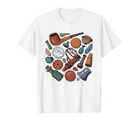 Thames Mudlark Wading Boots Trowel River Scene Illustration T-Shirt