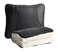 ThamesComforts Travel Pillow Lumbar Support Cushion with Leather Cover, Campervan Accessories Portable for Car, Camping, and Home Use, Best Travel Pillow for Road Trips