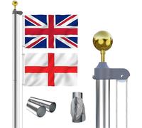 Thanaddo 20 FT Sectional Flag Pole Kit Extra Thick Aluminum Flagpole with 2 Flag, 2 Rope and Golden Ball Heavy Duty Outdoor In Grand Flag Pole for