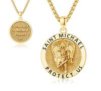 Thanches Archangel St. Michael Pendant Necklace for Men Women 925 Sterling Silver Patron Saint of Courage and Protective Medal Pendant, Small, Sterling Silver, No Gemstone