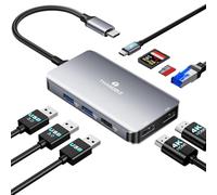 THANDBLE 9 in 1 Docking Station Dual Monitor, USB C to Dual HDMI Adapter, 1000Mbps LAN, 100W PD, SD/TF 3*USB-A Data Port, HDMI Extended Display Laptop USB C Hub for HP/Dell/XPS/Lenovo/Laptop