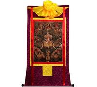 Thangka Art - The 7th Dalai Lama - Kelzang Gyatso Thangka - High-resolution Digital Giclee Print and Double Layer Hand Framed - Buddhist Tapestry Wall Hanging - 47"×32"(Frame Color 4)