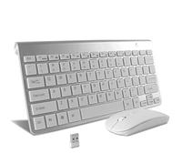Thanice Wireless 2.4G Keyboard and Mouse Combo, USB Slim Portable Wireless Keyboard Mause, with Quiet Click, Compatible with iMac Mac PC Laptop Computer Smart TV PS4 (Silver)