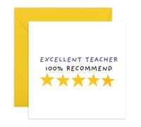 Thank a Teacher Day Card - Star Rating Design - Thank You Message for Him Her Educator Mentor Tutor Teaching Assistant School Staff Prof - Fun Greetings, Comes with Stickers