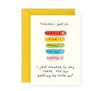 Thank a Teacher Day Card - Youre Kind Funny Caring Checklist Message - Thanks to Professor Educator Mentor Tutor School Staff from Students - Sweet Thoughtful - Comes with Stickers