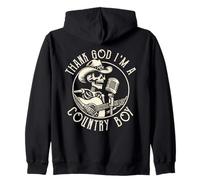 Thank God I'm A Country Music Boy Cowboy Western Retro Zip Hoodie