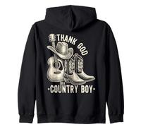 Thank God I'm A Country Music Boy Cowboy Western Retro Zip Hoodie