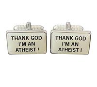 Thank God I'm An Atheist Cufflinks - Onyx Art CK202 Mens Wedding Novelty Gift Cuffs In Premier Life Packaging