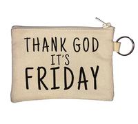 Thank God It's Friday Key Chain Coin Purse Beige