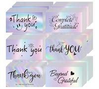 Thank You Appreciation Card,240PCS Holographic Rainbow Card,Laser Rainbow Cards,6 Styles Thank You Business For Making a Difference Cards for Students Volunteers Teachers Nurses