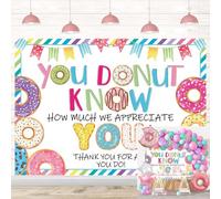 Thank You Backdrop Thanks for All You Do Backdrop Doughnut You Donut Know How Much We Appreciate You Background for Staff Employee Teachers Doctor Party Decoration Banner Photo Props (8X6FT)