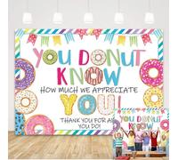 Thank You Backdrop Thanks for All You Do Backdrop Doughnut You Donut Know How Much We Appreciate You Background for Staff Employee Teachers Doctor Party Decoration Banner Photo Props (7X5FT)