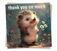 Thank You Card, Appreciation for Women, Friends, Men, Family - Hedgehog